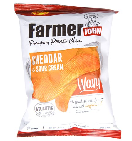 Farmer John Potato Chips Cheddar & Sour Cream Wavy 90 g