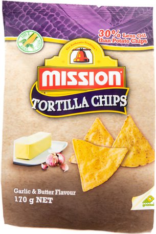 Mission Tortilla Chips Garlic & Butter 170 g