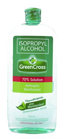 Green Cross Isopropyl Alcohol With Moisturizer 70% Solution 500 ml