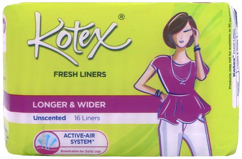 Kotex Panty Liner Fresh Longer And Wider Unscented Sanitary Napkins 16 pcs /pack
