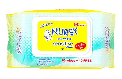 Nursy Baby Wipes Unscented Sensitive 90 sheets /pack