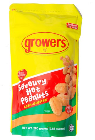 Growers Savoury Hot Peanuts Less-Grease 280 g