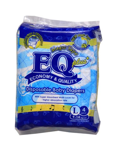 EQ Plus Baby Diapers Mini Pack Large 4 pcs /pack
