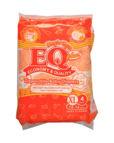 EQ Plus Baby Diapers Mini Pack - Extra Large 4 pcs /pack
