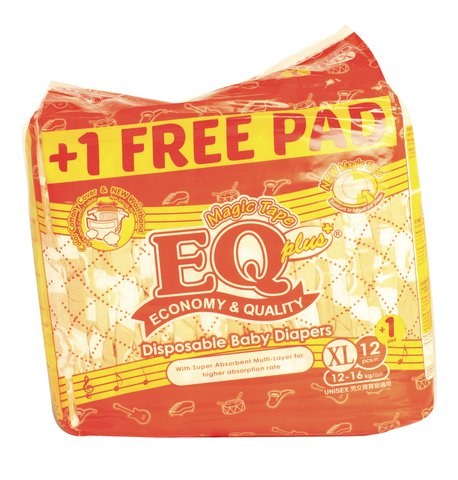 EQ Plus Baby Diapers Budget Pack XL 12 pcs /pack