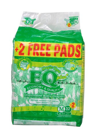 EQ Plus Baby Diapers Big Pack Medium 32 pcs