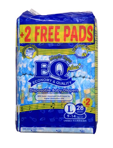 EQ Plus Baby Diapers Big Pack Large 28 pcs /pack