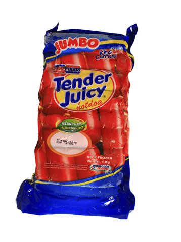 Purefoods Tender Juicy Jumbo Hotdog 1 kg