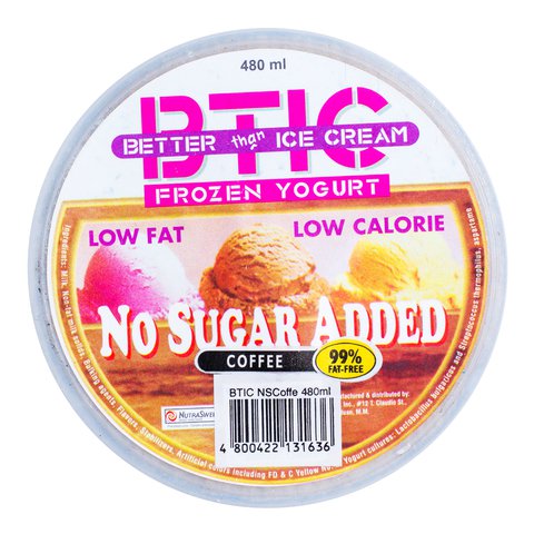 BTIC Better than Ice Cream Frozen Yogurt No Sugar Added Coffee 480 ml