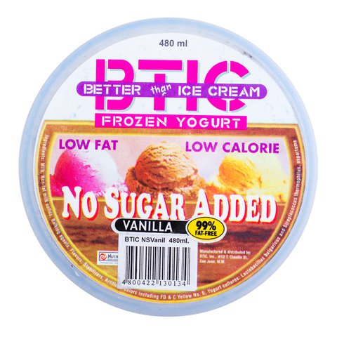 BTIC Better than Ice Cream Frozen Yogurt No Sugar Added Vanilla 480 ml