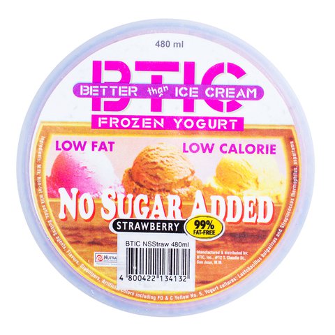 BTIC Better than Ice Cream Frozen Yogurt No Sugar Added Strawberry 480 ml