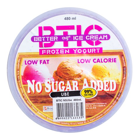 BTIC Better than Ice Cream Frozen Yogurt No Sugar Added Ube 480 ml