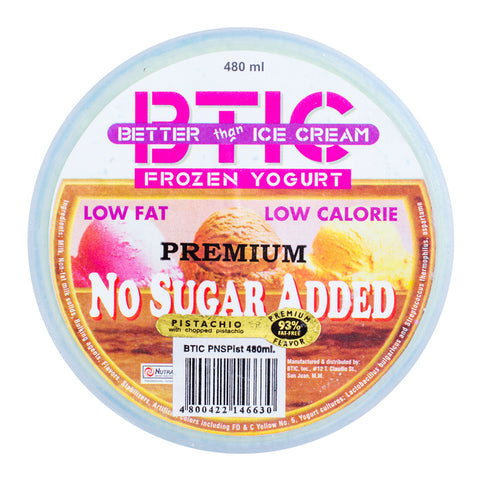 BTIC Better than Ice Cream Frozen Yogurt No Sugar Added Premium Pistahcio 480 ml