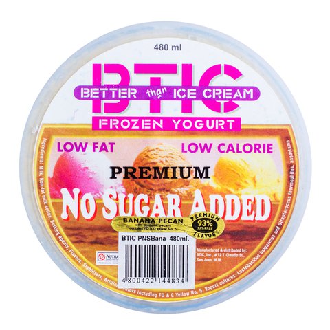 BTIC Better than Ice Cream Frozen Yogurt No Sugar Added Premium Banana Pecan 480 ml