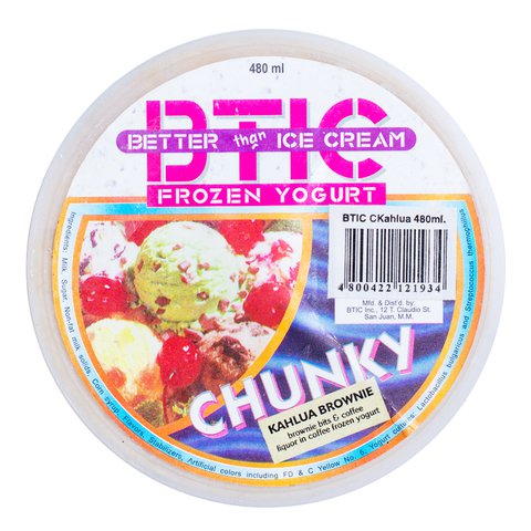 BTIC Better than Ice Cream Frozen Yogurt No Sugar Added Chunky Kahlua Brownie 480 ml