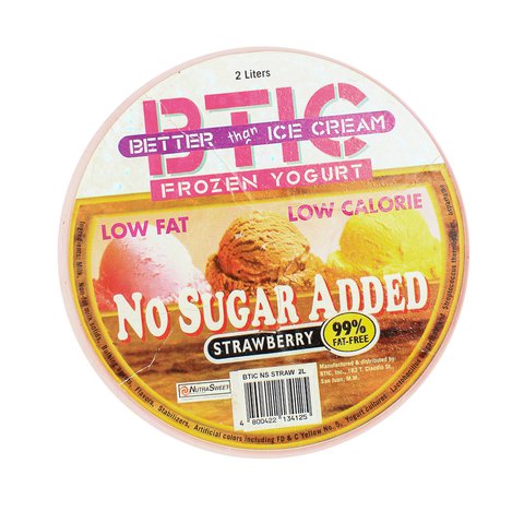 BTIC Better than Ice Cream Frozen Yogurt No Sugar Added Strawberry 2 l
