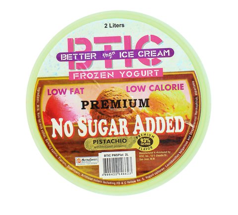 BTIC Better than Ice Cream Frozen Yogurt No Sugar Added Premium Pistacio 2 l