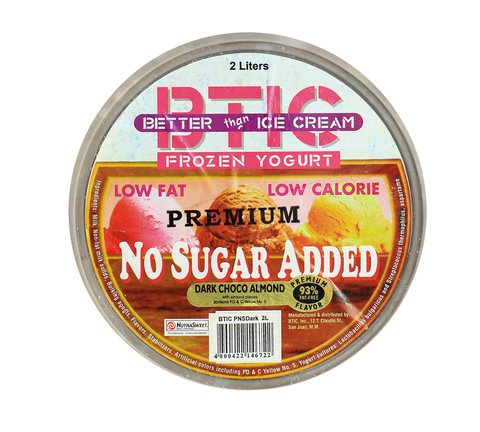 BTIC Better than Ice Cream Frozen Yogurt No Sugar Added Premium Dark Choco Almond 2 l