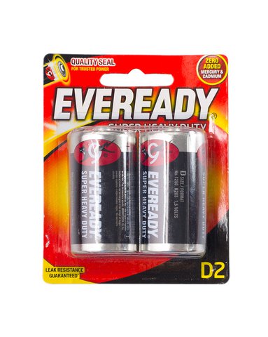 Eveready Black Batteries 1250Bp2 D2 (R20) 2 pcs /pack