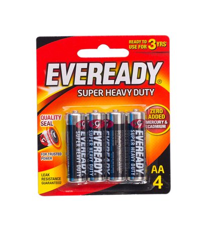 Eveready Black Super Heavy Duty AA Batteries 1215BP4 4 pcs /pack