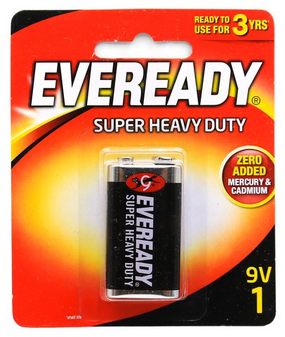 EVEREADY Super Heavy Duty Battery Black 1222BP1 9V 144 1 pc