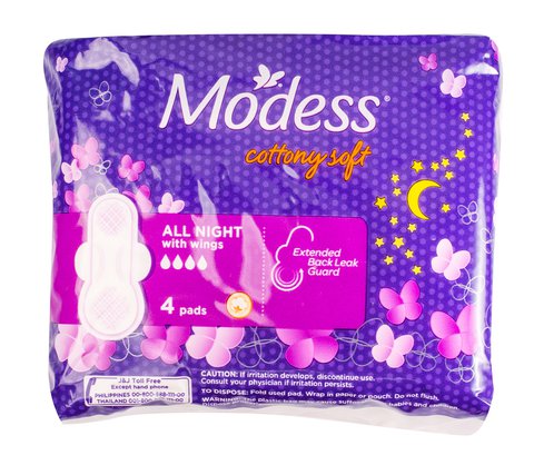 Modess Pantyliners All Night Cottony Soft With Wings 4 pcs /pack