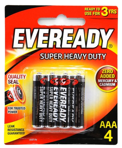 EVEREADY Super Heavy Duty Battery Black 1212BP4 AAA 4 pcs /pack
