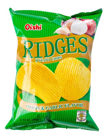 Oishi Ridges Chips Onion &amp; Garlic 60 g