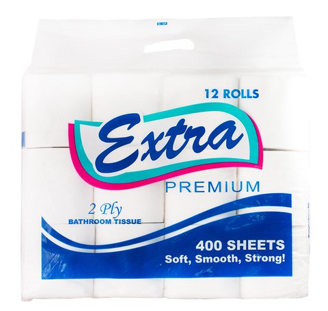 Extra Premium Bathroom Tissue 2 Ply 400 Sheets 12 rolls /pack