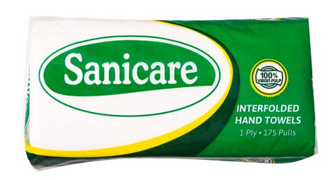 Sanicare Paper Towel Interfolded 2 Ply Regular 175 sheets /pack