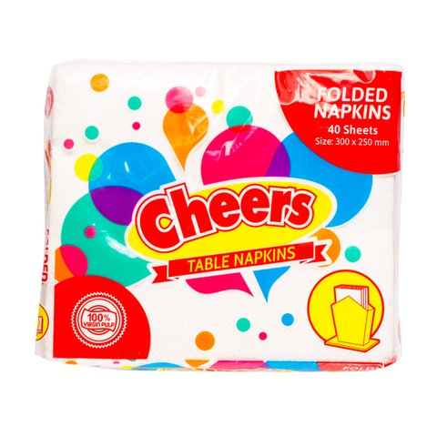 Cheers 100% Virgin Pulp Table Napkins 40 sheets /roll
