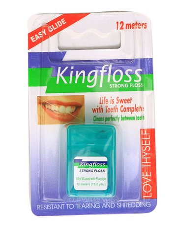 Kingfloss Waxed Mint Wax with Fluoride 12 m