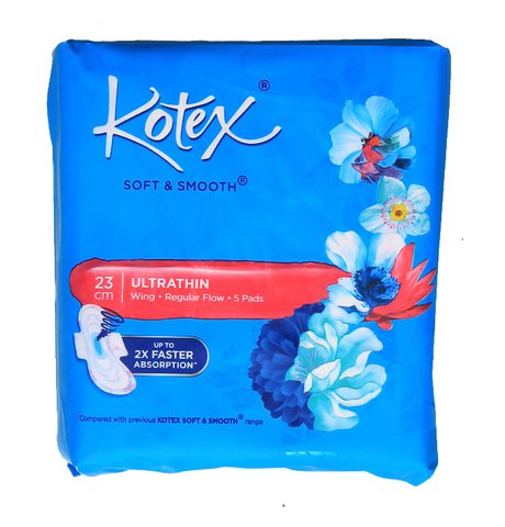Kotex Soft And Smooth Utra Thin With Wings Sanitary Napkins 5 pcs /pack