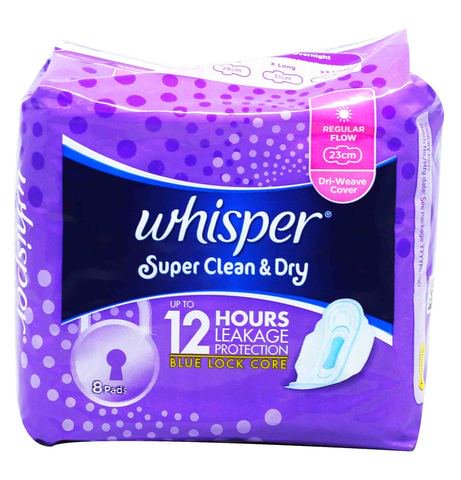 Whisper Clean &amp; Dry Regular Flow With Wing Panty Liners 8 pcs/pack