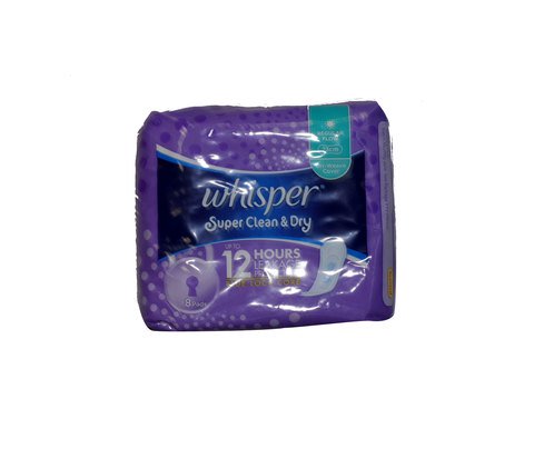 Whisper Super Clean &amp; Dry Regular Flow Non Wing 8 pcs / pack