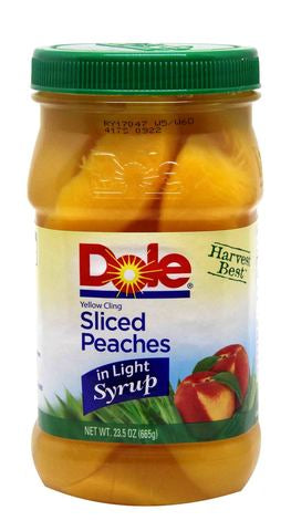 Dole Fruit Jar Sliced Peches In Light Syrp 665 g