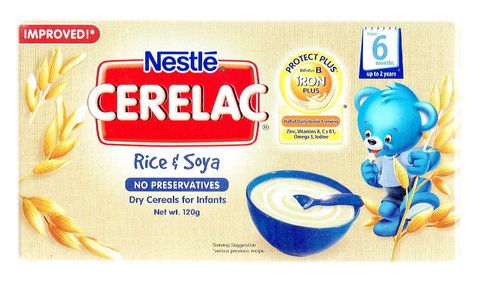 Cerelac Rice &amp; Soya Dry Cereals For Infants (From 6 Months Up To 2 Years) 120 g