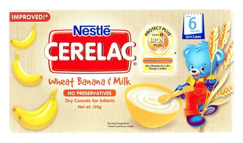 Cerelac Wheat Banana &amp; Milk Dry Cereals For Infants (From 6 Months Up To 2 Years) 120 g
