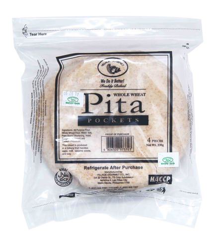 Village Gourmet Pita Pockets Whole Wheat 4 pcs /pack