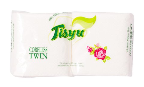 Tisyu Coreless Twin Bathroom Tissue 2 Ply 2 rolls /pack