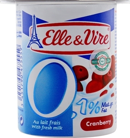 Elle &amp; Vire Cranberry Yogurt 0% Fat 125 g