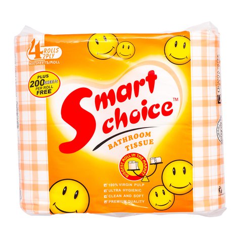 Smart Choice Bathroom Tissue 2 Ply 1000 Sheets 4 rolls /pack