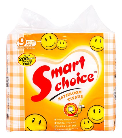 Smart Choice Bathroom Tissue 2 Ply 1000 Sheets 9 rolls /pack