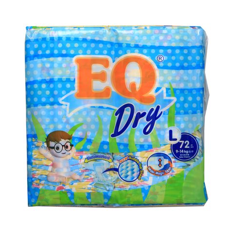 EQ Dry Baby Diapers Mega Pack Large 72 pcs /pack
