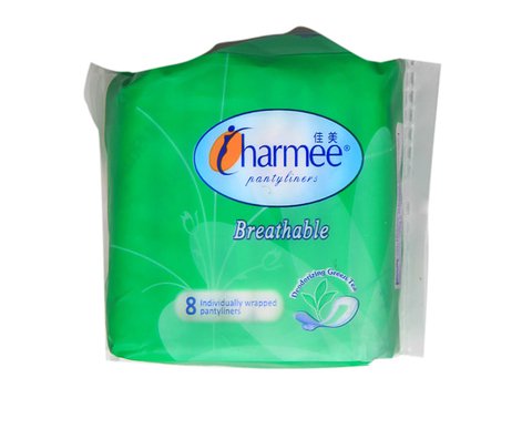 Charmee Pantyliner Breathable Greentea Sanitary Napkins 8 pcs / pack