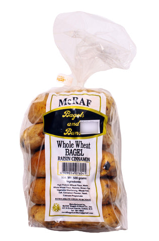 Mcraf Bagels &amp; Buns Whole Wheat Bagel Raisin Cinnamon 500 g