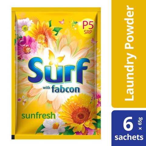 Surf Yellow Detergent Powder Sun Fresh Sachet 6 sachets x 65 g
