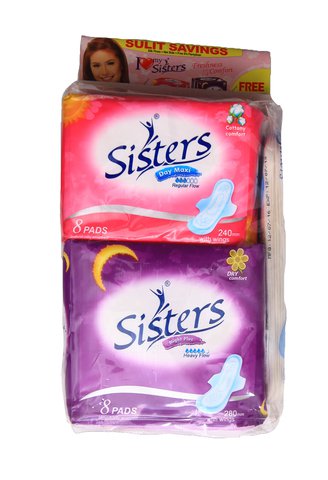 Sisters Day &amp; Night + Pantyliner Sanitary Napkins Budget Pack 1 pack