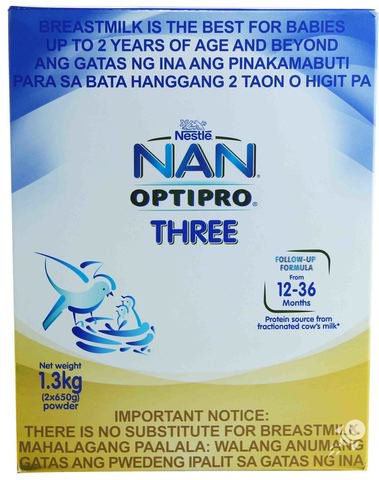 NAN Optipro Three Follow-Up Formula Powdered Milk Drink (From 12-36 Months) 1.3 kg