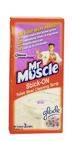 Mr. Muscle Stick On Toilet Bowl Cleaning Strip Lavender 1 pack (10 g x 3 pcs)